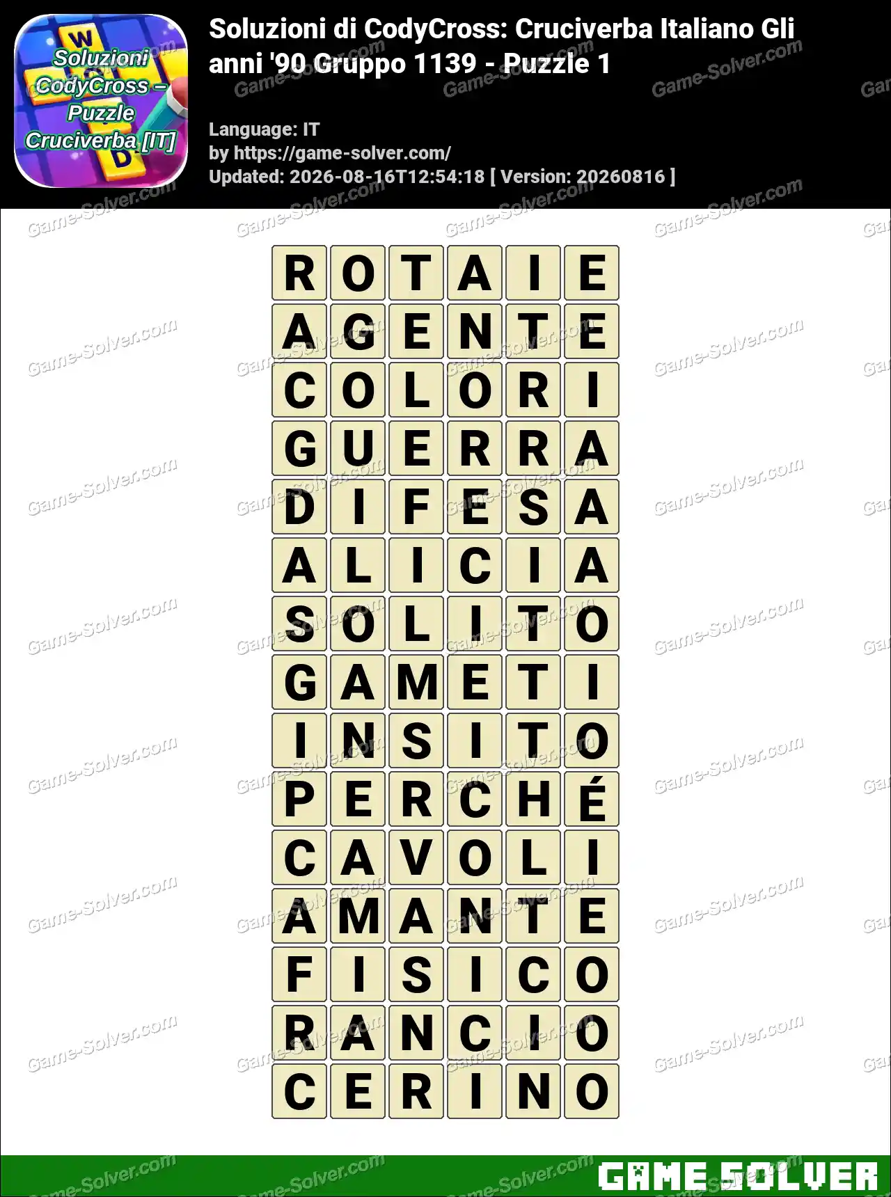 Soluzioni di CodyCross: Cruciverba Italiano Gli anni ’90 Gruppo 1139 – Puzzle 1